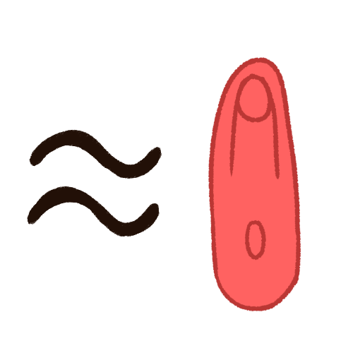  A drawing of a pink, vaguely vagina-shaped blob, with a large black wavy equal sign to its left. 